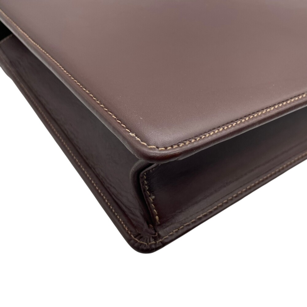BURBERRY Men's Business Briefcase, Brown Leather, Silver Hardware, Horse Logo - Picture 11 of 16